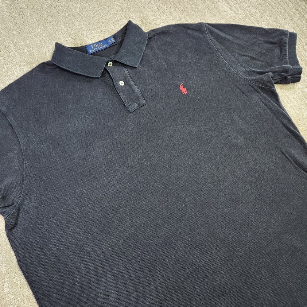 Polo Ralph Lauren Polo Shirt Men XL Black Mesh Red Pony Cotton Golf Preppy Y2K